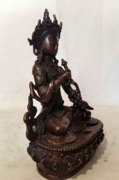 Buddhist Handmade Statue Of Vajrasattva, [chocolate Oxidized]