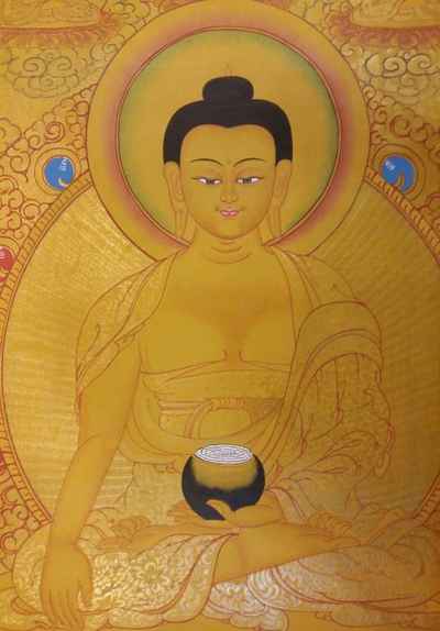 Shakyamuni Buddha Thangka In Real Gold