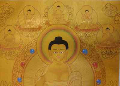 Shakyamuni Buddha Thangka In Real Gold