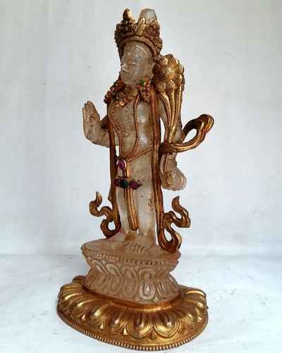 Crystal Padmapani Lokeshvara [with Gold Plated], [metal Setting]