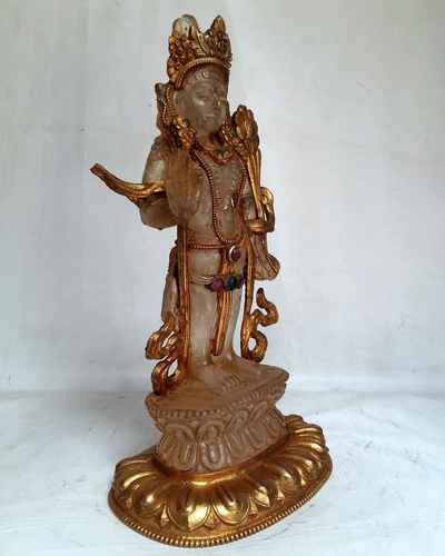 Crystal Padmapani Lokeshvara [with Gold Plated], [metal Setting]