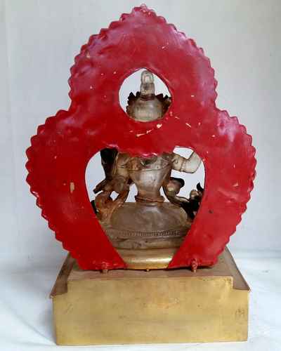 Crystal Manjushri [with Gold Plated], Metal Background And Base