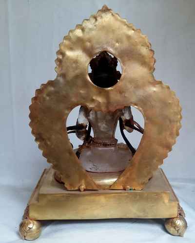 Crystal Vajrasattva With [fire Gold Plated], Metal Background And Base