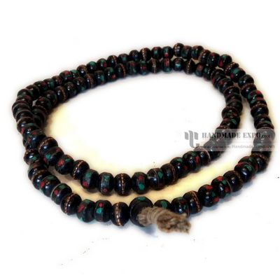Dark Yak Bone With Design 108 Prayer Beads Mala