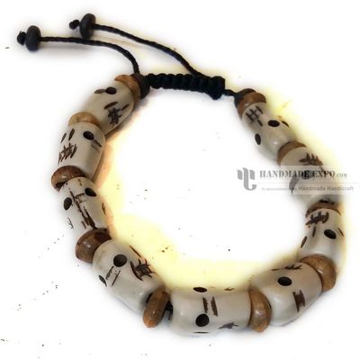 Yak Bone Beads Bracelet With Skull Design