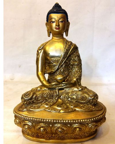 Amitabha Buddha Statue- [full [fire Gold Plated],] With [deep Carving]