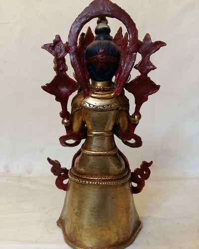 Maitreya Buddha Statue -painted Face, Fire Gold Plating