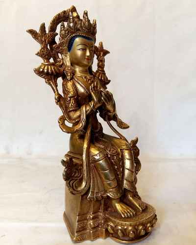 Maitreya Buddha Statue -painted Face, Fire Gold Plating