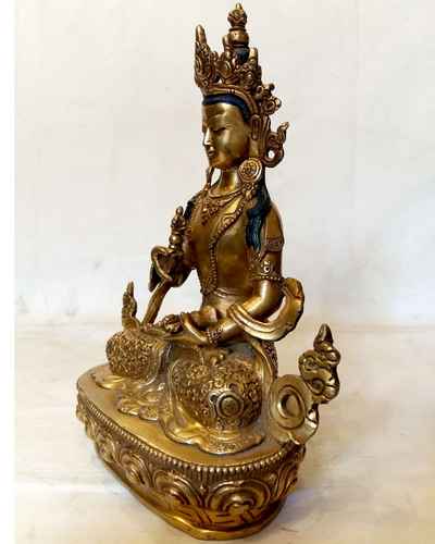 Vajrasattva Statue -[full Fire Gold Plated], With [carving]