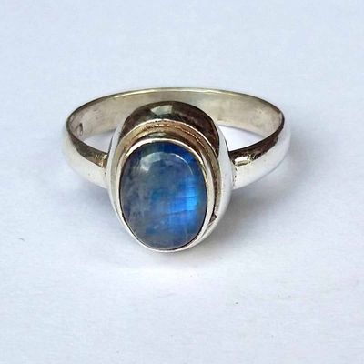 Sterling Silver Ring Rainbow Moonstone