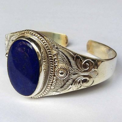 Sterling Silver Bracelet With Lapis Stone
