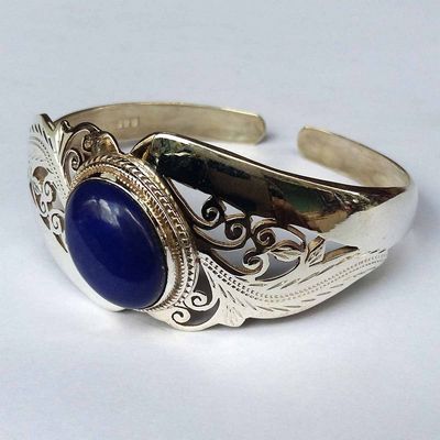 Sterling Silver Bracelet With Lapis Stone