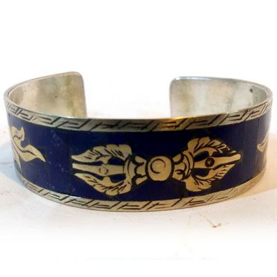 Dorje Metal Bracelet With Blue Stone Paint