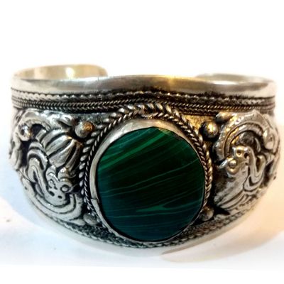 Dragon Metal Bracelet With Imitation Malachite Centre