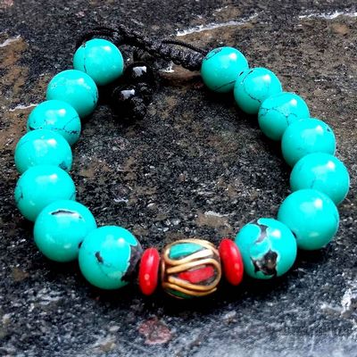 12mm Turquise Stone Bead Bracelet