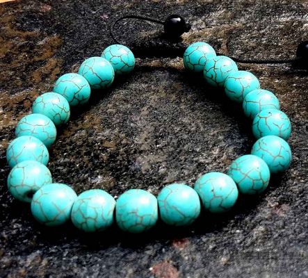 10mm Turquoise Stone Bead Bracelet