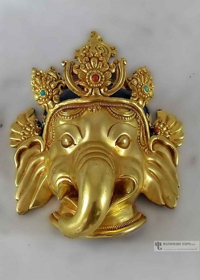 Ganesh Mask Full Fire Gold Plating