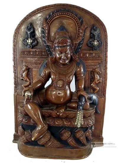 [rare Find], Statue Of Jambhala (kubera) Full Solid Metal Double Colored