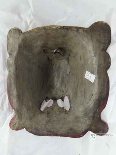 Black Mahakala Head [painted] Wooden Mask For Decorative Wall Hangings, [painted], Poplar Wood