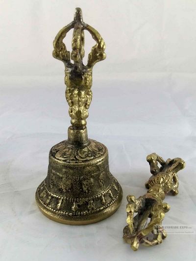Brass Bell And Dorje[vajra] - With 5 Ends, [wholesale Quality]