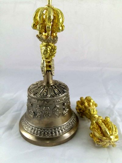 Bronze Bell And Dorje[vajra] - With 9 Ends