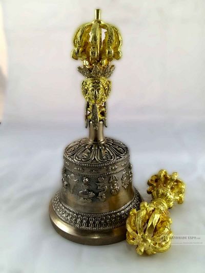 Bronze Bell And Dorje[vajra] - With 9 Ends