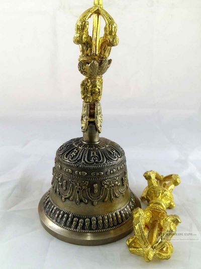 Bronze Bell And Dorje[vajra] - With 5 Ends