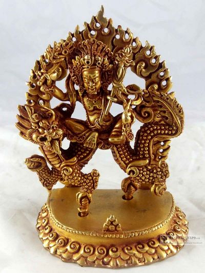 Statue Of Malla Kuber [white Jambhala] - [full Gold Plated], [fine Quality]