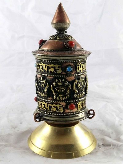 Table Prayer Wheel - With Ashtamangala [small]
