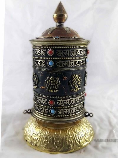 Table Prayer Wheel - With Ashtamangala