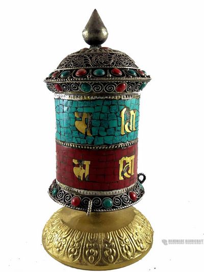 Table Prayer Wheel - With Stone Setting