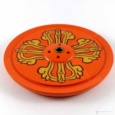 Round Double Dorje Wooden Incense Burner