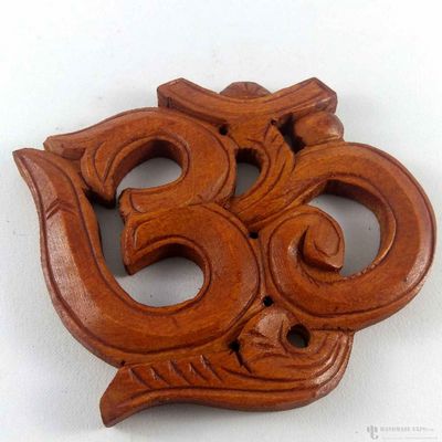 Wooden [very Small] Om - Painted [white], Haldu Wood