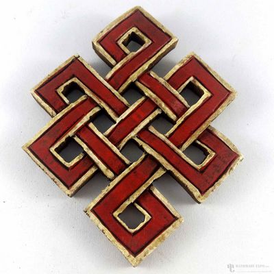 Wooden [small] Endless Knot -painted [red], Haldu Wood