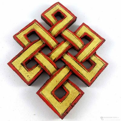 Wooden [small] Endless Knot -painted [yellow], Haldu Wood