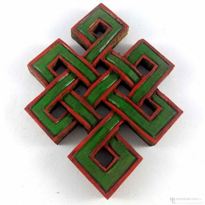 Wooden [small] Endless Knot -painted [green], Haldu Wood