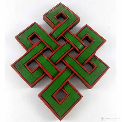 Wooden [medium] Endless Knot -painted [green], Haldu Wood