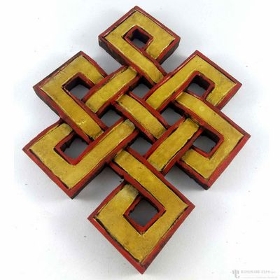 Wooden [medium] Endless Knot -painted [yellow], Haldu Wood