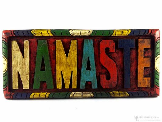 Wooden Namaste Wall Hanging - [painted], Haldu Wood