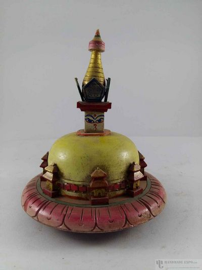 Wooden [large] Swayambhunath Stupa Replica, Haldu Wood