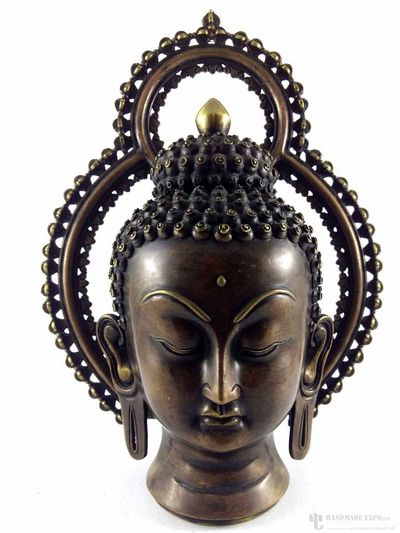 Brass Handmade Buddha Head With Background