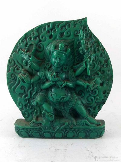 Resin Statue Of Black Mahakala [green]