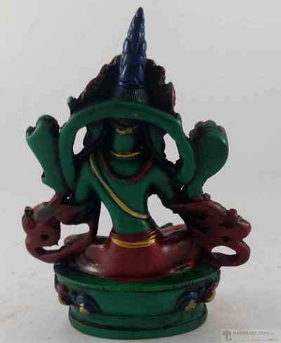 Resin Statue Of Green Tara - Painted [green]