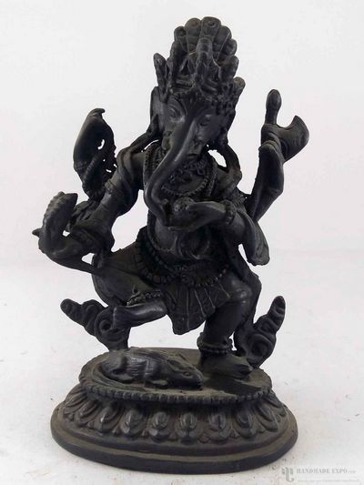 Resin Statue Of Danging Ganesh [black]