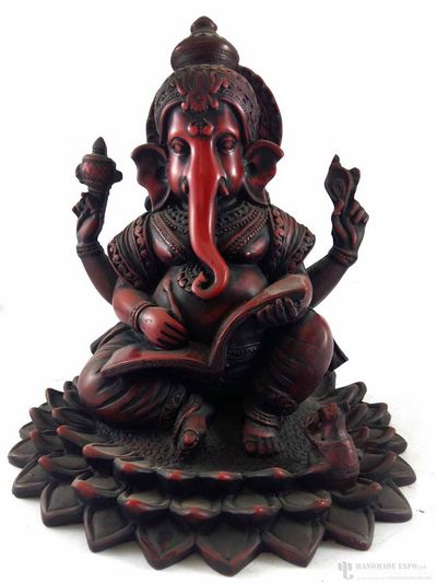 Resin Statue Of Teaching Ganesh [red]