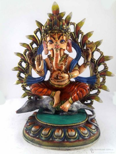 Resin Statue Of Ganesh - Painted