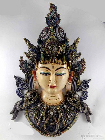 Resin Green Tara Mask- Painted [white]
