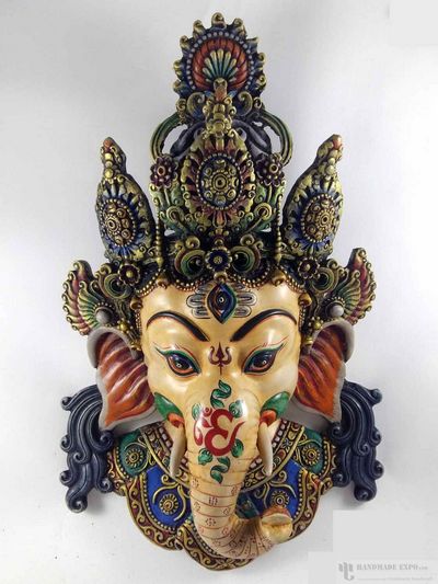 Resin Ganesh Mask - Painted [white]