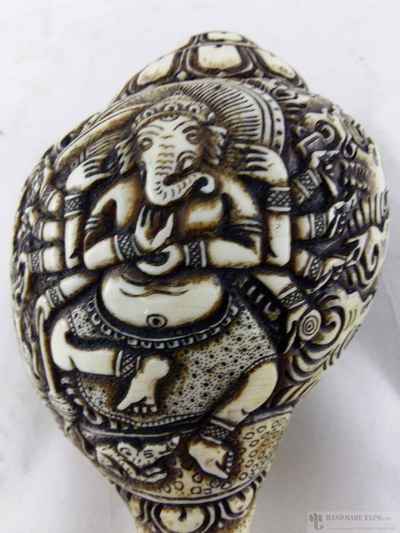 12 Arms Ganesh [hand Carved], Conch Shell