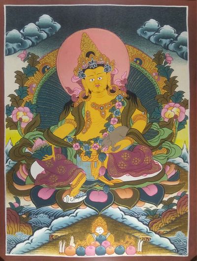 Tibetan Thangka Yellow Jambhala